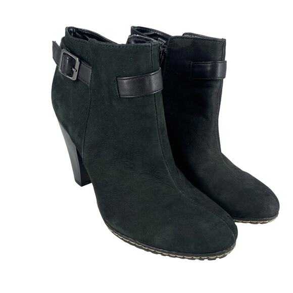 EURO Soft by SOFFT Sz 9 Serafina Black Ankle Boots Heel Side Zip Leather Comfy - Picture 2 of 16